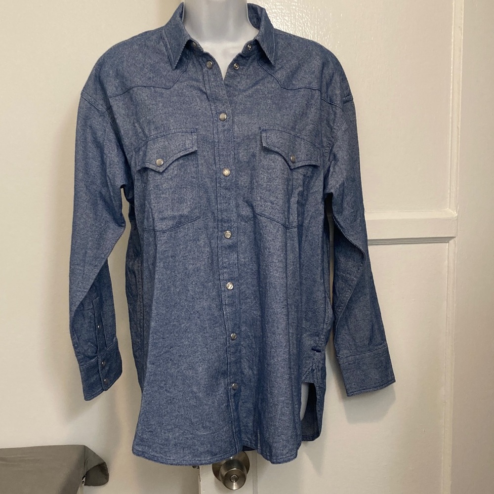 J. Crew Womens Western Snapfront Blue Shirt  6 NWT